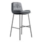 Indoor Leather Bar Stool Low Back Footrest Bucket Counter Stool with Cushion Dark Gray 1 Piece Clearhalo 'Bar Furniture' 'Bar Stools' 'bar_stools' 'furn' 'furn_bar_stools' 'furniture_bar_stools' 'Kitchen & Dining Furniture' 'kitchen&dining_furn' 'kitchen' 'kitchen_furn' Furniture' 4275773