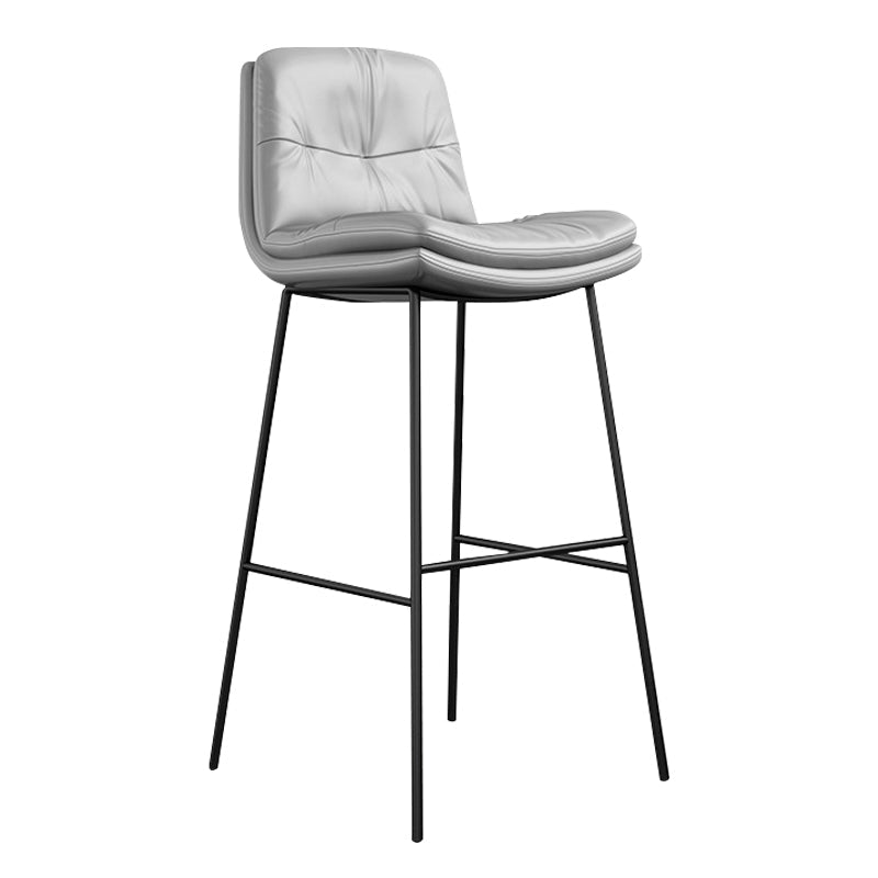 Indoor Leather Bar Stool Low Back Footrest Bucket Counter Stool with Cushion Light Gray 1 Piece Clearhalo 'Bar Furniture' 'Bar Stools' 'bar_stools' 'furn' 'furn_bar_stools' 'furniture_bar_stools' 'Kitchen & Dining Furniture' 'kitchen&dining_furn' 'kitchen' 'kitchen_furn' Furniture' 4275781