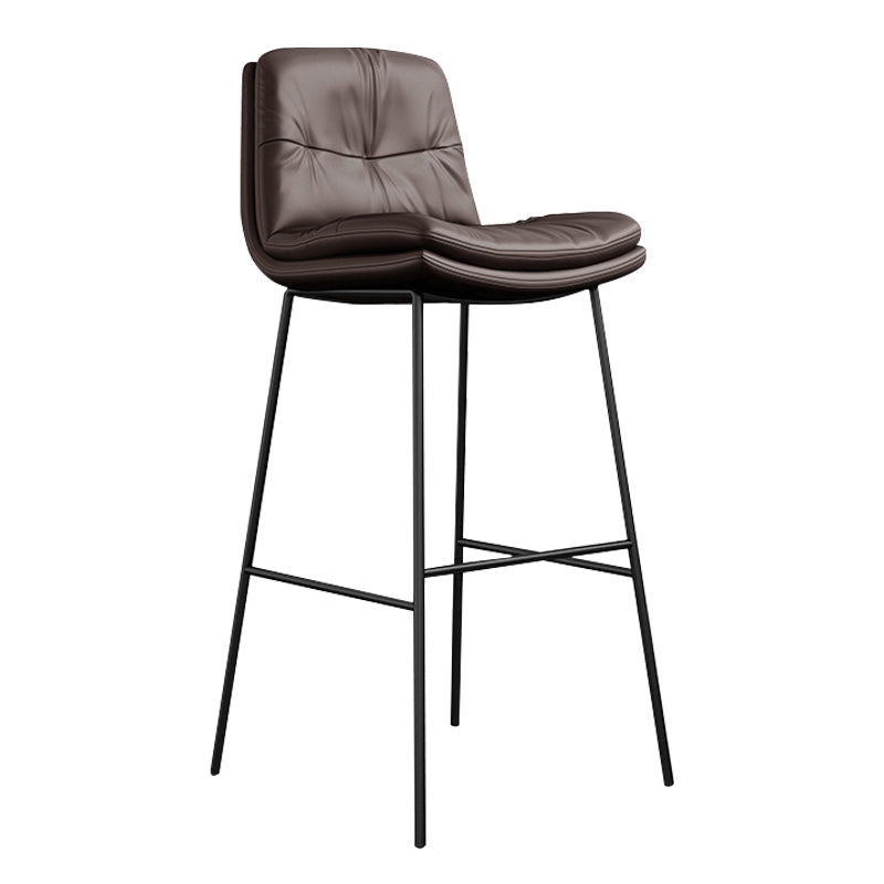 Indoor Leather Bar Stool Low Back Footrest Bucket Counter Stool with Cushion Dark Coffee 1 Piece Clearhalo 'Bar Furniture' 'Bar Stools' 'bar_stools' 'furn' 'furn_bar_stools' 'furniture_bar_stools' 'Kitchen & Dining Furniture' 'kitchen&dining_furn' 'kitchen' 'kitchen_furn' Furniture' 4275782