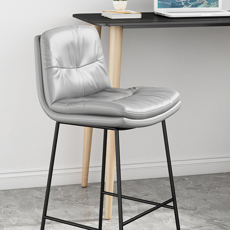 Indoor Leather Bar Stool Low Back Footrest Bucket Counter Stool with Cushion Clearhalo 'Bar Furniture' 'Bar Stools' 'bar_stools' 'furn' 'furn_bar_stools' 'furniture_bar_stools' 'Kitchen & Dining Furniture' 'kitchen&dining_furn' 'kitchen' 'kitchen_furn' Furniture' 4275783