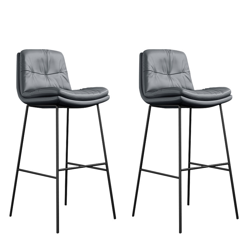 Indoor Leather Bar Stool Low Back Footrest Bucket Counter Stool with Cushion Dark Gray 2 Piece Set Clearhalo 'Bar Furniture' 'Bar Stools' 'bar_stools' 'furn' 'furn_bar_stools' 'furniture_bar_stools' 'Kitchen & Dining Furniture' 'kitchen&dining_furn' 'kitchen' 'kitchen_furn' Furniture' 4275785