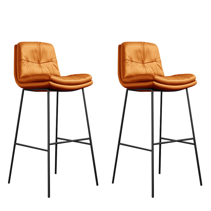 Indoor Leather Bar Stool Low Back Footrest Bucket Counter Stool with Cushion Orange 2 Piece Set Clearhalo 'Bar Furniture' 'Bar Stools' 'bar_stools' 'furn' 'furn_bar_stools' 'furniture_bar_stools' 'Kitchen & Dining Furniture' 'kitchen&dining_furn' 'kitchen' 'kitchen_furn' Furniture' 4275790