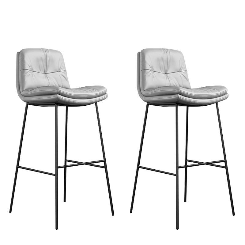 Indoor Leather Bar Stool Low Back Footrest Bucket Counter Stool with Cushion Light Gray 2 Piece Set Clearhalo 'Bar Furniture' 'Bar Stools' 'bar_stools' 'furn' 'furn_bar_stools' 'furniture_bar_stools' 'Kitchen & Dining Furniture' 'kitchen&dining_furn' 'kitchen' 'kitchen_furn' Furniture' 4275792