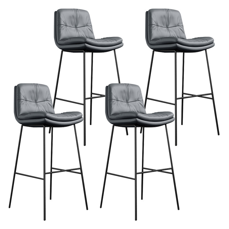 Indoor Leather Bar Stool Low Back Footrest Bucket Counter Stool with Cushion Dark Gray 4 Piece Set Clearhalo 'Bar Furniture' 'Bar Stools' 'bar_stools' 'furn' 'furn_bar_stools' 'furniture_bar_stools' 'Kitchen & Dining Furniture' 'kitchen&dining_furn' 'kitchen' 'kitchen_furn' Furniture' 4275796