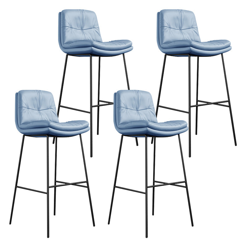Indoor Leather Bar Stool Low Back Footrest Bucket Counter Stool with Cushion Gray-Blue 4 Piece Set Clearhalo 'Bar Furniture' 'Bar Stools' 'bar_stools' 'furn' 'furn_bar_stools' 'furniture_bar_stools' 'Kitchen & Dining Furniture' 'kitchen&dining_furn' 'kitchen' 'kitchen_furn' Furniture' 4275797