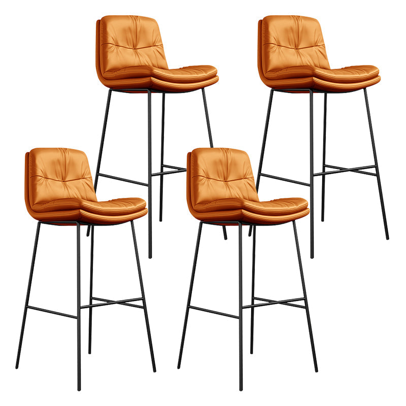Indoor Leather Bar Stool Low Back Footrest Bucket Counter Stool with Cushion Orange 4 Piece Set Clearhalo 'Bar Furniture' 'Bar Stools' 'bar_stools' 'furn' 'furn_bar_stools' 'furniture_bar_stools' 'Kitchen & Dining Furniture' 'kitchen&dining_furn' 'kitchen' 'kitchen_furn' Furniture' 4275799