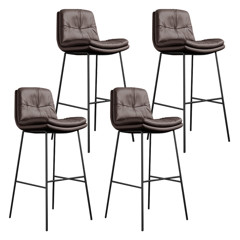 Indoor Leather Bar Stool Low Back Footrest Bucket Counter Stool with Cushion Dark Coffee 4 Piece Set Clearhalo 'Bar Furniture' 'Bar Stools' 'bar_stools' 'furn' 'furn_bar_stools' 'furniture_bar_stools' 'Kitchen & Dining Furniture' 'kitchen&dining_furn' 'kitchen' 'kitchen_furn' Furniture' 4275801