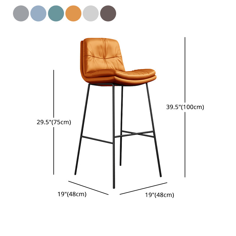 Indoor Leather Bar Stool Low Back Footrest Bucket Counter Stool with Cushion Clearhalo 'Bar Furniture' 'Bar Stools' 'bar_stools' 'furn' 'furn_bar_stools' 'furniture_bar_stools' 'Kitchen & Dining Furniture' 'kitchen&dining_furn' 'kitchen' 'kitchen_furn' Furniture' 4275802