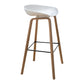 Modern Plastic Counter Stool Footrest Low Back Bucket Coffee Shop Bar Stool with Wood Legs Clearhalo 'Bar Furniture' 'Bar Stools' 'bar_stools' 'furn' 'furn_bar_stools' 'furniture_bar_stools' 'Kitchen & Dining Furniture' 'kitchen&dining_furn' 'kitchen' 'kitchen_furn' Furniture' 4275808