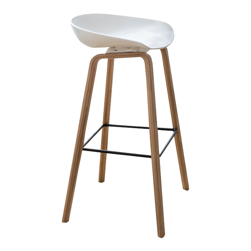 Modern Plastic Counter Stool Footrest Low Back Bucket Coffee Shop Bar Stool with Wood Legs Clearhalo 'Bar Furniture' 'Bar Stools' 'bar_stools' 'furn' 'furn_bar_stools' 'furniture_bar_stools' 'Kitchen & Dining Furniture' 'kitchen&dining_furn' 'kitchen' 'kitchen_furn' Furniture' 4275808