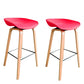 Modern Plastic Counter Stool Footrest Low Back Bucket Coffee Shop Bar Stool with Wood Legs Red 2 Piece Set Clearhalo 'Bar Furniture' 'Bar Stools' 'bar_stools' 'furn' 'furn_bar_stools' 'furniture_bar_stools' 'Kitchen & Dining Furniture' 'kitchen&dining_furn' 'kitchen' 'kitchen_furn' Furniture' 4275810