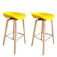 Modern Plastic Counter Stool Footrest Low Back Bucket Coffee Shop Bar Stool with Wood Legs Yellow 2 Piece Set Clearhalo 'Bar Furniture' 'Bar Stools' 'bar_stools' 'furn' 'furn_bar_stools' 'furniture_bar_stools' 'Kitchen & Dining Furniture' 'kitchen&dining_furn' 'kitchen' 'kitchen_furn' Furniture' 4275815