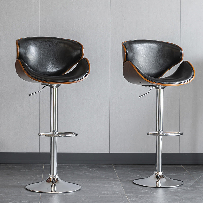 Wood Adjustable Bar & Counter Stool Armed Footrest Indoor Contemporary Bar Stool Clearhalo 'Bar Furniture' 'Bar Stools' 'bar_stools' 'furn' 'furn_bar_stools' 'furniture_bar_stools' 'Kitchen & Dining Furniture' 'kitchen&dining_furn' 'kitchen' 'kitchen_furn' Furniture' 4275824