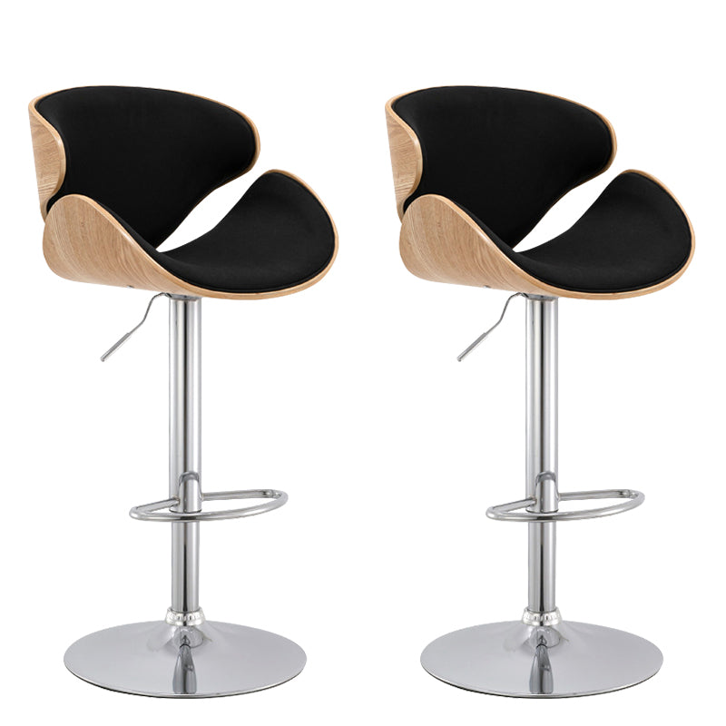 Wood Adjustable Bar & Counter Stool Armed Footrest Indoor Contemporary Bar Stool Black 2 Piece Set Clearhalo 'Bar Furniture' 'Bar Stools' 'bar_stools' 'furn' 'furn_bar_stools' 'furniture_bar_stools' 'Kitchen & Dining Furniture' 'kitchen&dining_furn' 'kitchen' 'kitchen_furn' Furniture' 4275825