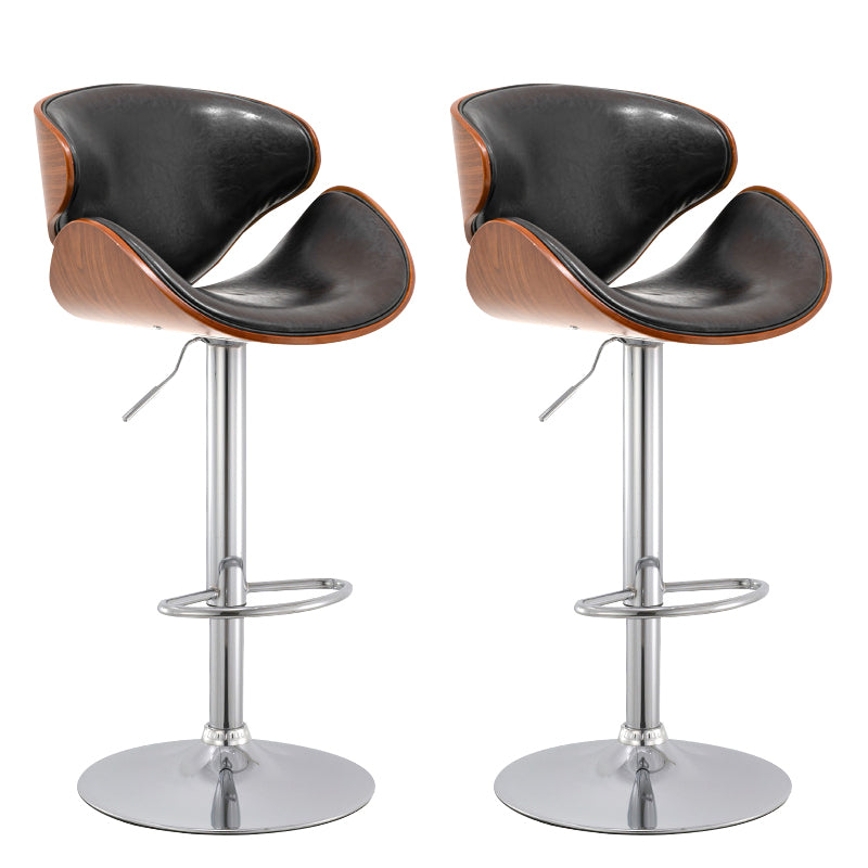 Wood Adjustable Bar & Counter Stool Armed Footrest Indoor Contemporary Bar Stool Gloss Black 2 Piece Set Clearhalo 'Bar Furniture' 'Bar Stools' 'bar_stools' 'furn' 'furn_bar_stools' 'furniture_bar_stools' 'Kitchen & Dining Furniture' 'kitchen&dining_furn' 'kitchen' 'kitchen_furn' Furniture' 4275826
