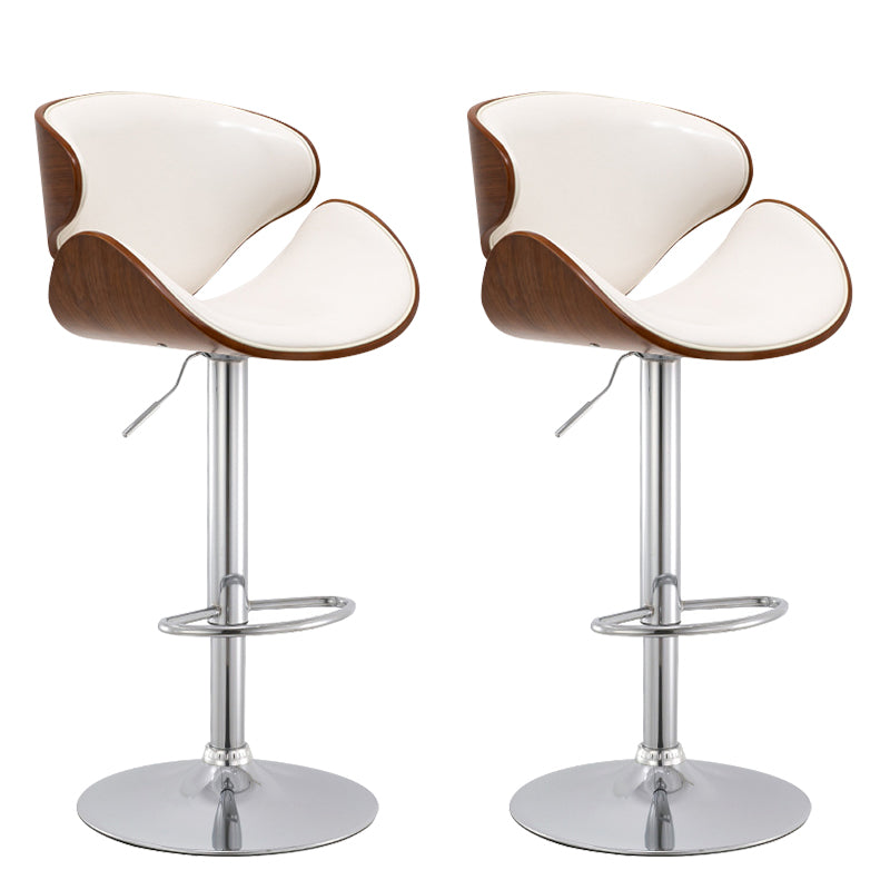 Wood Adjustable Bar & Counter Stool Armed Footrest Indoor Contemporary Bar Stool Gloss White 2 Piece Set Clearhalo 'Bar Furniture' 'Bar Stools' 'bar_stools' 'furn' 'furn_bar_stools' 'furniture_bar_stools' 'Kitchen & Dining Furniture' 'kitchen&dining_furn' 'kitchen' 'kitchen_furn' Furniture' 4275828