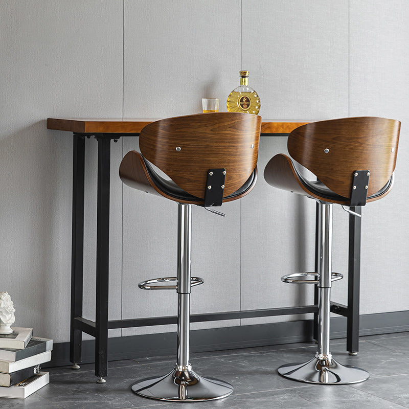 Wood Adjustable Bar & Counter Stool Armed Footrest Indoor Contemporary Bar Stool Clearhalo 'Bar Furniture' 'Bar Stools' 'bar_stools' 'furn' 'furn_bar_stools' 'furniture_bar_stools' 'Kitchen & Dining Furniture' 'kitchen&dining_furn' 'kitchen' 'kitchen_furn' Furniture' 4275830
