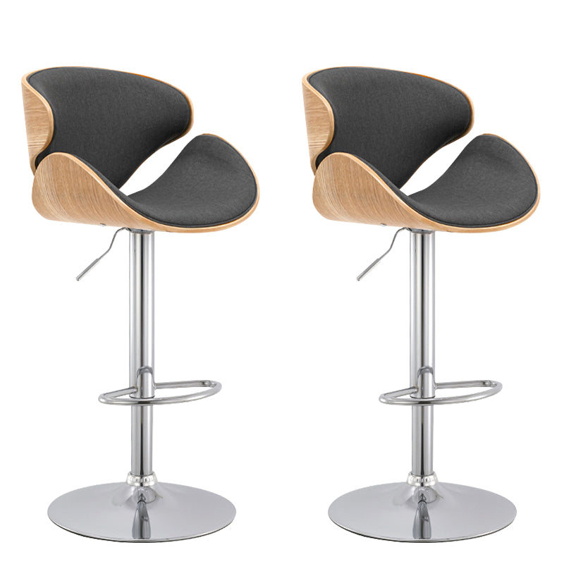 Wood Adjustable Bar & Counter Stool Armed Footrest Indoor Contemporary Bar Stool Grey 2 Piece Set Clearhalo 'Bar Furniture' 'Bar Stools' 'bar_stools' 'furn' 'furn_bar_stools' 'furniture_bar_stools' 'Kitchen & Dining Furniture' 'kitchen&dining_furn' 'kitchen' 'kitchen_furn' Furniture' 4275831