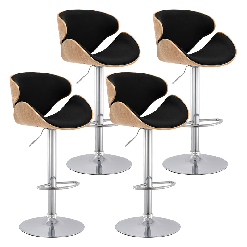Wood Adjustable Bar & Counter Stool Armed Footrest Indoor Contemporary Bar Stool Black 4 Piece Set Clearhalo 'Bar Furniture' 'Bar Stools' 'bar_stools' 'furn' 'furn_bar_stools' 'furniture_bar_stools' 'Kitchen & Dining Furniture' 'kitchen&dining_furn' 'kitchen' 'kitchen_furn' Furniture' 4275833