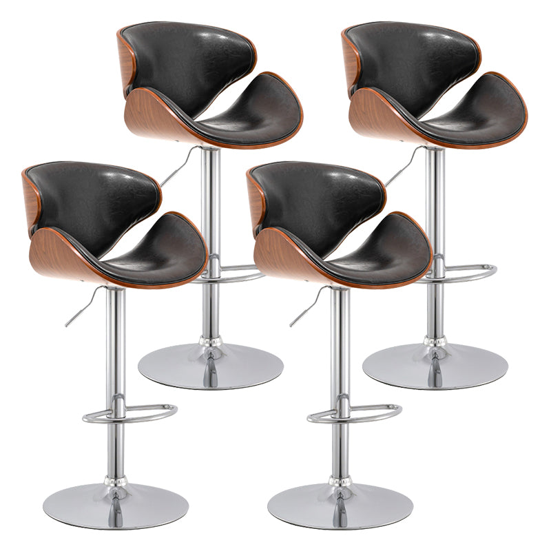 Wood Adjustable Bar & Counter Stool Armed Footrest Indoor Contemporary Bar Stool Gloss Black 4 Piece Set Clearhalo 'Bar Furniture' 'Bar Stools' 'bar_stools' 'furn' 'furn_bar_stools' 'furniture_bar_stools' 'Kitchen & Dining Furniture' 'kitchen&dining_furn' 'kitchen' 'kitchen_furn' Furniture' 4275834