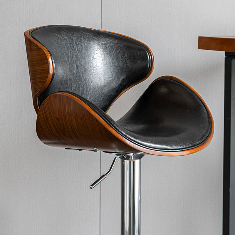 Wood Adjustable Bar & Counter Stool Armed Footrest Indoor Contemporary Bar Stool Clearhalo 'Bar Furniture' 'Bar Stools' 'bar_stools' 'furn' 'furn_bar_stools' 'furniture_bar_stools' 'Kitchen & Dining Furniture' 'kitchen&dining_furn' 'kitchen' 'kitchen_furn' Furniture' 4275837