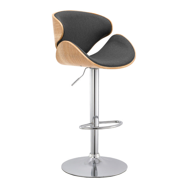 Wood Adjustable Bar & Counter Stool Armed Footrest Indoor Contemporary Bar Stool Grey 1 Piece Clearhalo 'Bar Furniture' 'Bar Stools' 'bar_stools' 'furn' 'furn_bar_stools' 'furniture_bar_stools' 'Kitchen & Dining Furniture' 'kitchen&dining_furn' 'kitchen' 'kitchen_furn' Furniture' 4275840