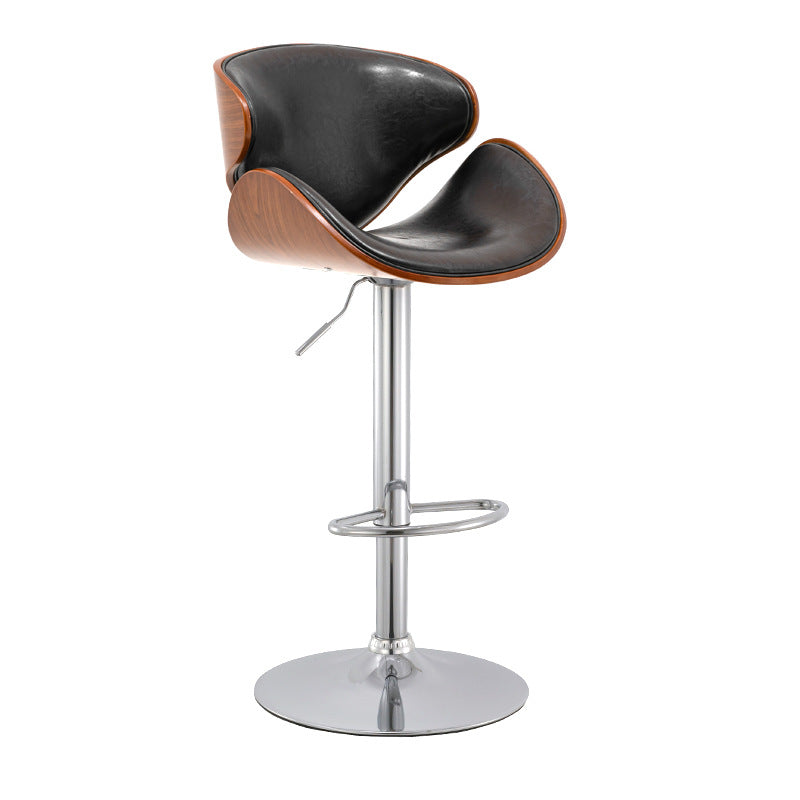 Wood Adjustable Bar & Counter Stool Armed Footrest Indoor Contemporary Bar Stool Gloss Black 1 Piece Clearhalo 'Bar Furniture' 'Bar Stools' 'bar_stools' 'furn' 'furn_bar_stools' 'furniture_bar_stools' 'Kitchen & Dining Furniture' 'kitchen&dining_furn' 'kitchen' 'kitchen_furn' Furniture' 4275842