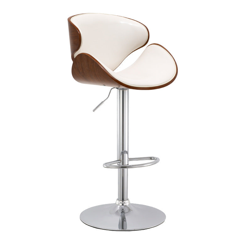 Wood Adjustable Bar & Counter Stool Armed Footrest Indoor Contemporary Bar Stool Gloss White 1 Piece Clearhalo 'Bar Furniture' 'Bar Stools' 'bar_stools' 'furn' 'furn_bar_stools' 'furniture_bar_stools' 'Kitchen & Dining Furniture' 'kitchen&dining_furn' 'kitchen' 'kitchen_furn' Furniture' 4275846