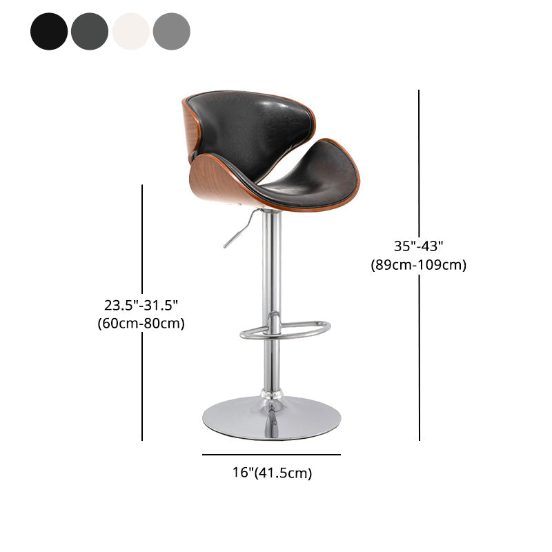 Wood Adjustable Bar & Counter Stool Armed Footrest Indoor Contemporary Bar Stool Clearhalo 'Bar Furniture' 'Bar Stools' 'bar_stools' 'furn' 'furn_bar_stools' 'furniture_bar_stools' 'Kitchen & Dining Furniture' 'kitchen&dining_furn' 'kitchen' 'kitchen_furn' Furniture' 4275848