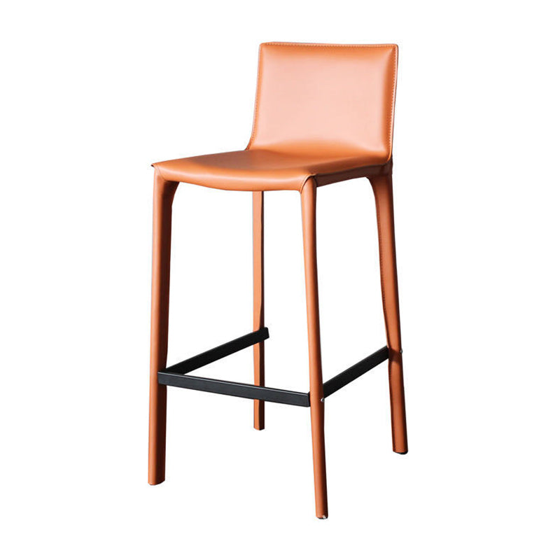 Coffee Shop Low Back Bar Stool Contemporary Leather Square Counter Chair Orange Clearhalo 'Bar Furniture' 'Bar Stools' 'bar_stools' 'furn' 'furn_bar_stools' 'furniture_bar_stools' 'Kitchen & Dining Furniture' 'kitchen&dining_furn' 'kitchen' 'kitchen_furn' Furniture' 4275851