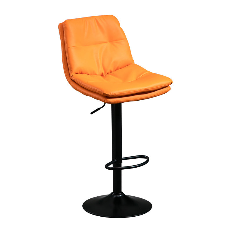 Modern Leather Bar Stool Swivel Bucket Adjustable Height Full Back Counter Stool Orange 1 Piece Clearhalo 'Bar Furniture' 'Bar Stools' 'bar_stools' 'furn' 'furn_bar_stools' 'furniture_bar_stools' 'Kitchen & Dining Furniture' 'kitchen&dining_furn' 'kitchen' 'kitchen_furn' Furniture' 4275865