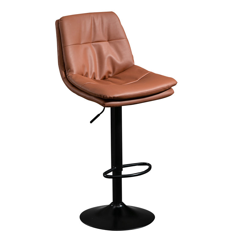 Modern Leather Bar Stool Swivel Bucket Adjustable Height Full Back Counter Stool Brown 1 Piece Clearhalo 'Bar Furniture' 'Bar Stools' 'bar_stools' 'furn' 'furn_bar_stools' 'furniture_bar_stools' 'Kitchen & Dining Furniture' 'kitchen&dining_furn' 'kitchen' 'kitchen_furn' Furniture' 4275867