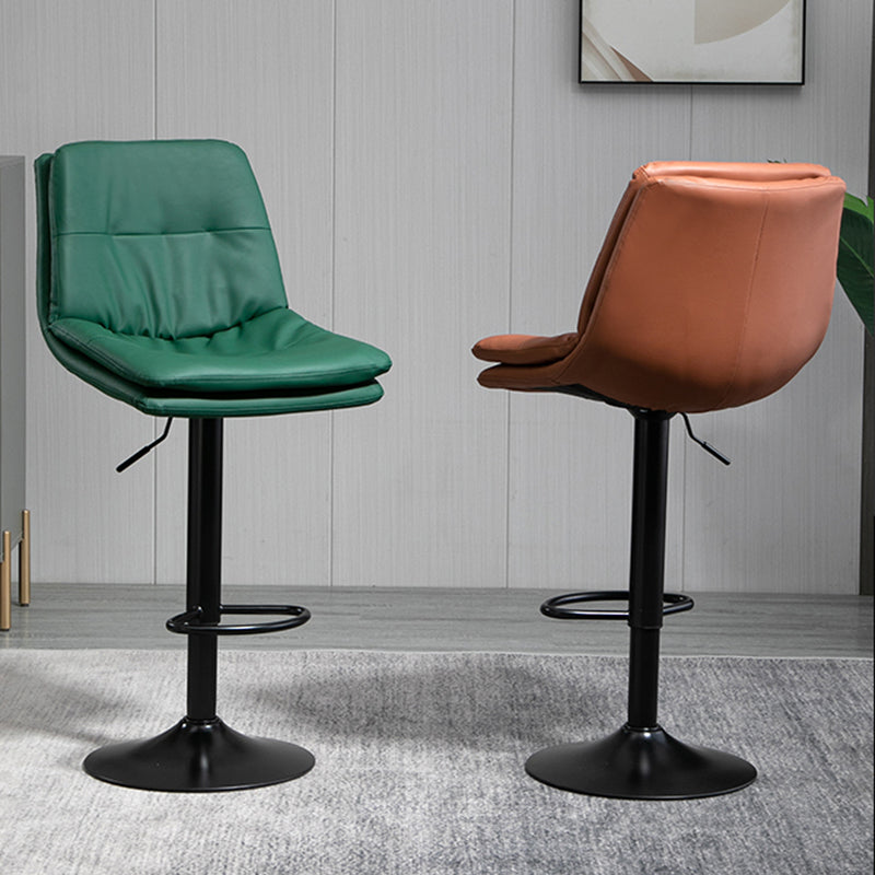 Modern Leather Bar Stool Swivel Bucket Adjustable Height Full Back Counter Stool Clearhalo 'Bar Furniture' 'Bar Stools' 'bar_stools' 'furn' 'furn_bar_stools' 'furniture_bar_stools' 'Kitchen & Dining Furniture' 'kitchen&dining_furn' 'kitchen' 'kitchen_furn' Furniture' 4275868