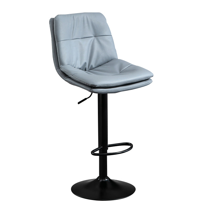 Modern Leather Bar Stool Swivel Bucket Adjustable Height Full Back Counter Stool Grey 1 Piece Clearhalo 'Bar Furniture' 'Bar Stools' 'bar_stools' 'furn' 'furn_bar_stools' 'furniture_bar_stools' 'Kitchen & Dining Furniture' 'kitchen&dining_furn' 'kitchen' 'kitchen_furn' Furniture' 4275869