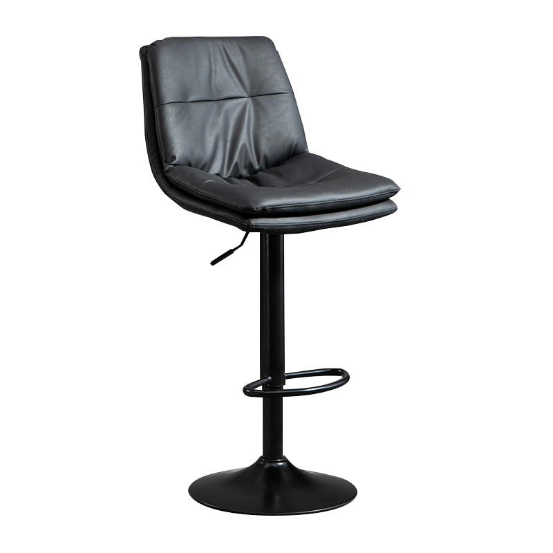 Modern Leather Bar Stool Swivel Bucket Adjustable Height Full Back Counter Stool Black 1 Piece Clearhalo 'Bar Furniture' 'Bar Stools' 'bar_stools' 'furn' 'furn_bar_stools' 'furniture_bar_stools' 'Kitchen & Dining Furniture' 'kitchen&dining_furn' 'kitchen' 'kitchen_furn' Furniture' 4275873