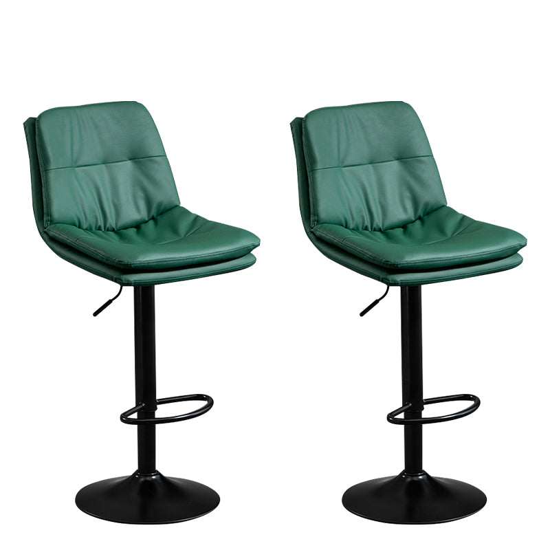 Modern Leather Bar Stool Swivel Bucket Adjustable Height Full Back Counter Stool Green 2 Piece Set Clearhalo 'Bar Furniture' 'Bar Stools' 'bar_stools' 'furn' 'furn_bar_stools' 'furniture_bar_stools' 'Kitchen & Dining Furniture' 'kitchen&dining_furn' 'kitchen' 'kitchen_furn' Furniture' 4275875