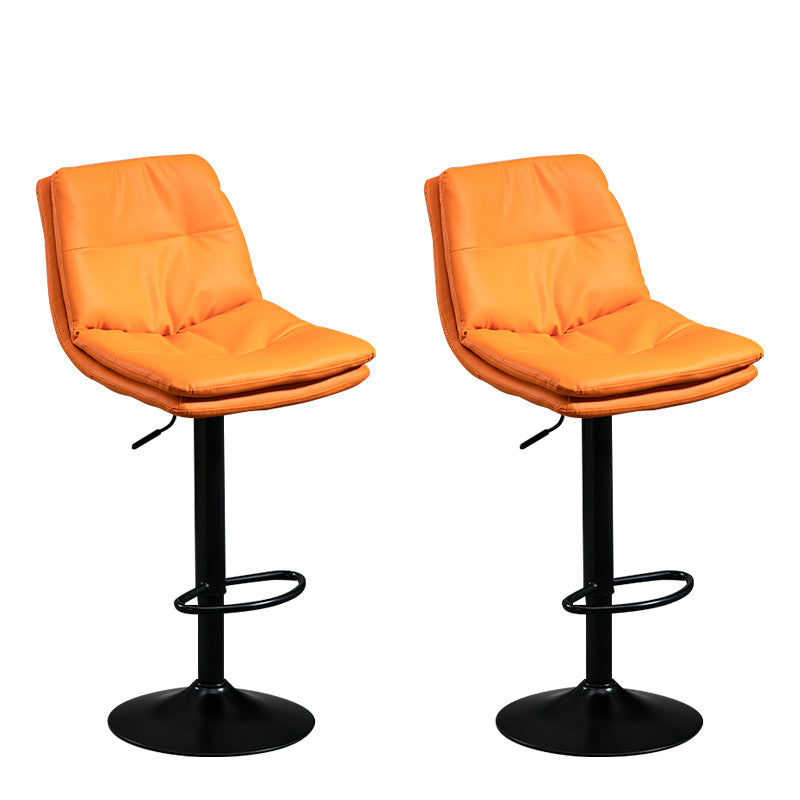 Modern Leather Bar Stool Swivel Bucket Adjustable Height Full Back Counter Stool Orange 2 Piece Set Clearhalo 'Bar Furniture' 'Bar Stools' 'bar_stools' 'furn' 'furn_bar_stools' 'furniture_bar_stools' 'Kitchen & Dining Furniture' 'kitchen&dining_furn' 'kitchen' 'kitchen_furn' Furniture' 4275877