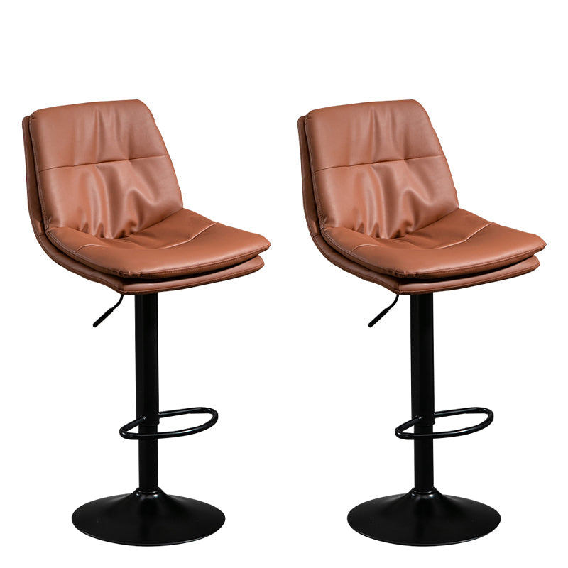 Modern Leather Bar Stool Swivel Bucket Adjustable Height Full Back Counter Stool Brown 2 Piece Set Clearhalo 'Bar Furniture' 'Bar Stools' 'bar_stools' 'furn' 'furn_bar_stools' 'furniture_bar_stools' 'Kitchen & Dining Furniture' 'kitchen&dining_furn' 'kitchen' 'kitchen_furn' Furniture' 4275878