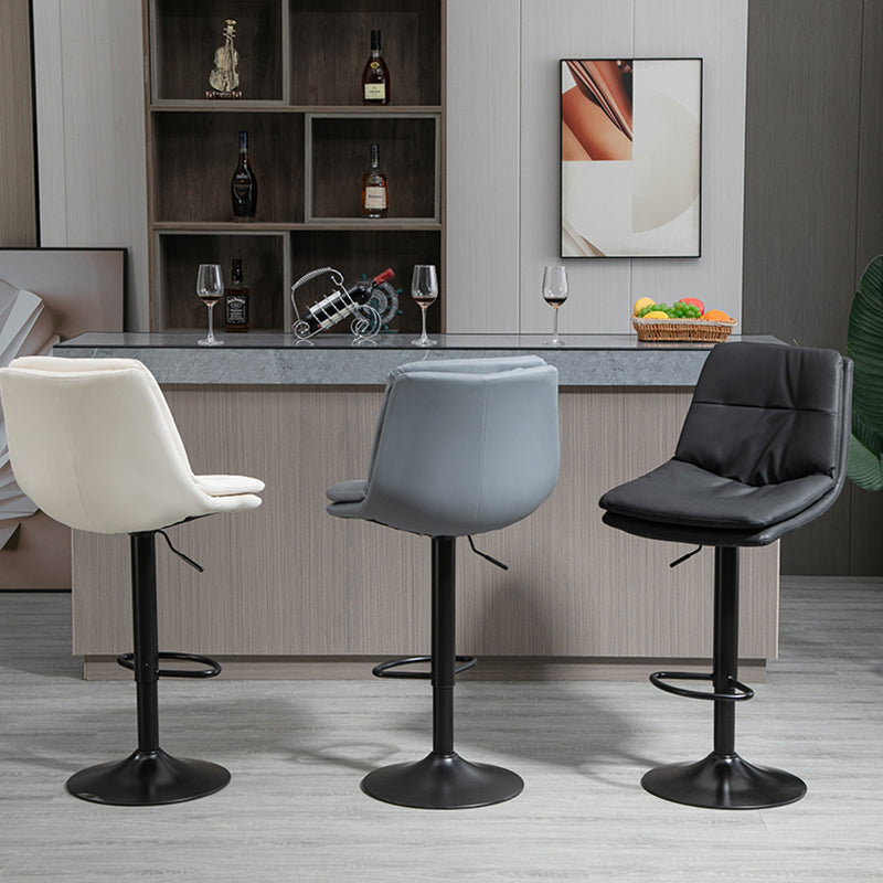 Modern Leather Bar Stool Swivel Bucket Adjustable Height Full Back Counter Stool Clearhalo 'Bar Furniture' 'Bar Stools' 'bar_stools' 'furn' 'furn_bar_stools' 'furniture_bar_stools' 'Kitchen & Dining Furniture' 'kitchen&dining_furn' 'kitchen' 'kitchen_furn' Furniture' 4275880