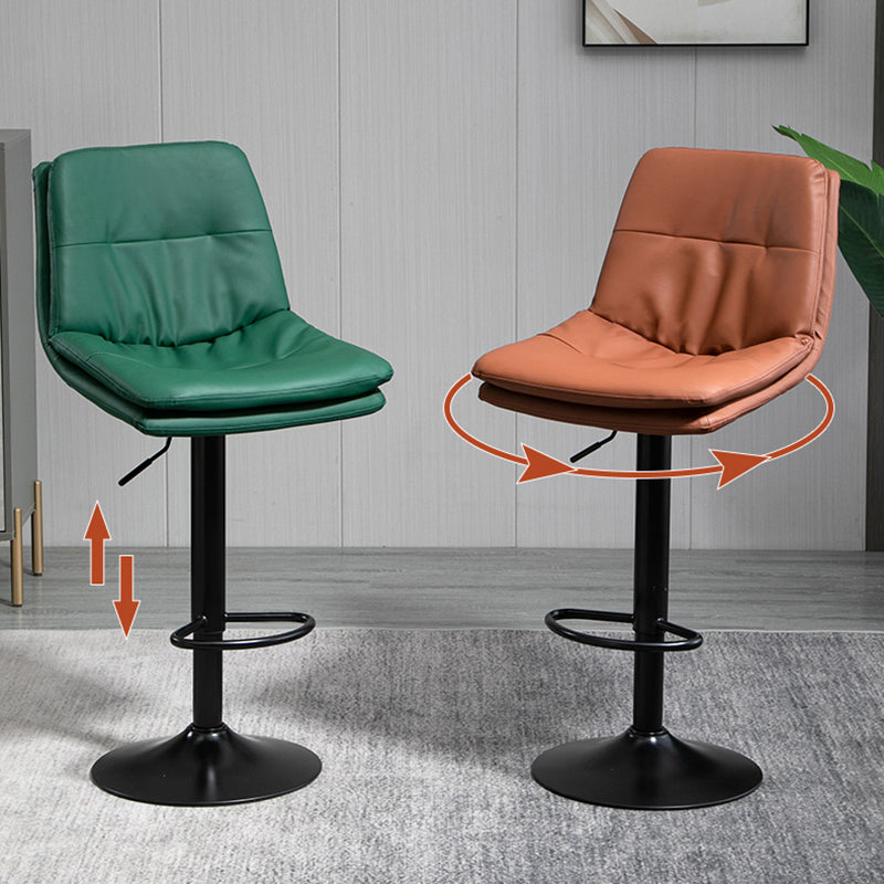 Modern Leather Bar Stool Swivel Bucket Adjustable Height Full Back Counter Stool Clearhalo 'Bar Furniture' 'Bar Stools' 'bar_stools' 'furn' 'furn_bar_stools' 'furniture_bar_stools' 'Kitchen & Dining Furniture' 'kitchen&dining_furn' 'kitchen' 'kitchen_furn' Furniture' 4275883