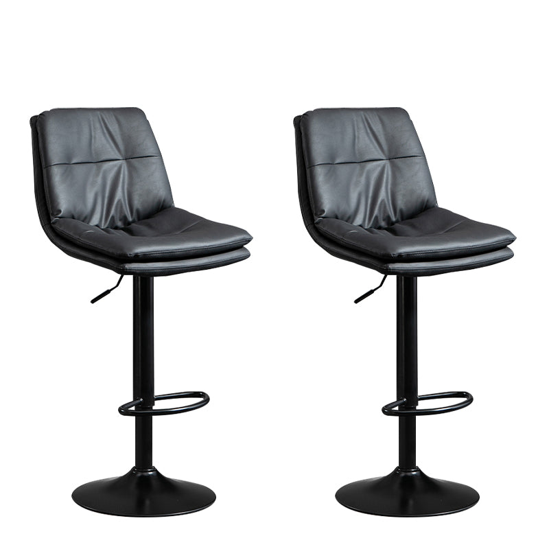 Modern Leather Bar Stool Swivel Bucket Adjustable Height Full Back Counter Stool Black 2 Piece Set Clearhalo 'Bar Furniture' 'Bar Stools' 'bar_stools' 'furn' 'furn_bar_stools' 'furniture_bar_stools' 'Kitchen & Dining Furniture' 'kitchen&dining_furn' 'kitchen' 'kitchen_furn' Furniture' 4275884