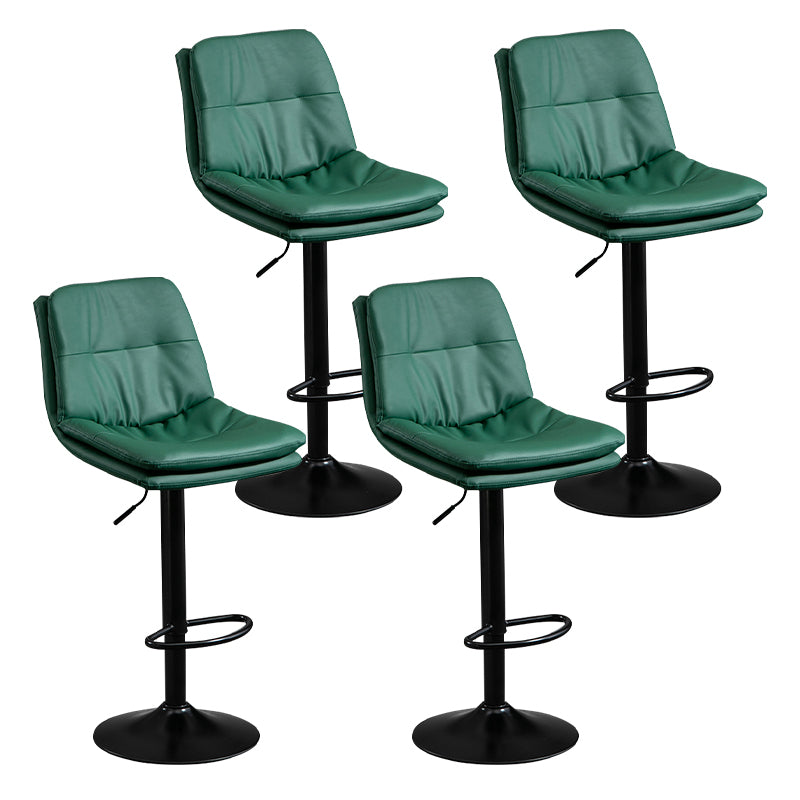 Modern Leather Bar Stool Swivel Bucket Adjustable Height Full Back Counter Stool Green 4 Piece Set Clearhalo 'Bar Furniture' 'Bar Stools' 'bar_stools' 'furn' 'furn_bar_stools' 'furniture_bar_stools' 'Kitchen & Dining Furniture' 'kitchen&dining_furn' 'kitchen' 'kitchen_furn' Furniture' 4275887