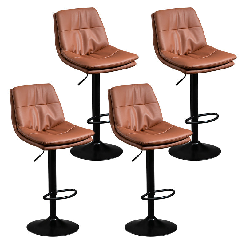 Modern Leather Bar Stool Swivel Bucket Adjustable Height Full Back Counter Stool Brown 4 Piece Set Clearhalo 'Bar Furniture' 'Bar Stools' 'bar_stools' 'furn' 'furn_bar_stools' 'furniture_bar_stools' 'Kitchen & Dining Furniture' 'kitchen&dining_furn' 'kitchen' 'kitchen_furn' Furniture' 4275889
