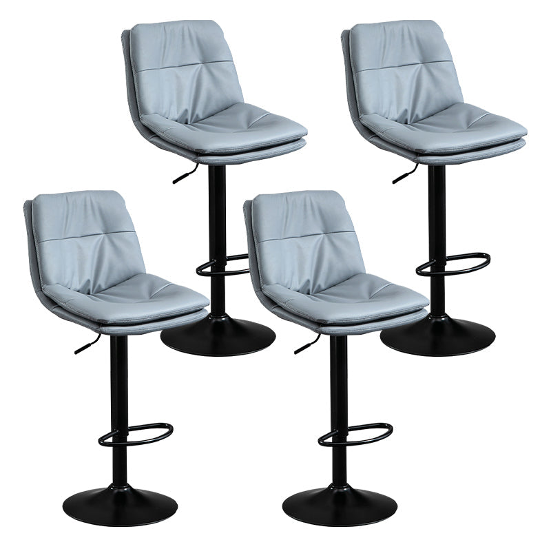 Modern Leather Bar Stool Swivel Bucket Adjustable Height Full Back Counter Stool Grey 4 Piece Set Clearhalo 'Bar Furniture' 'Bar Stools' 'bar_stools' 'furn' 'furn_bar_stools' 'furniture_bar_stools' 'Kitchen & Dining Furniture' 'kitchen&dining_furn' 'kitchen' 'kitchen_furn' Furniture' 4275890