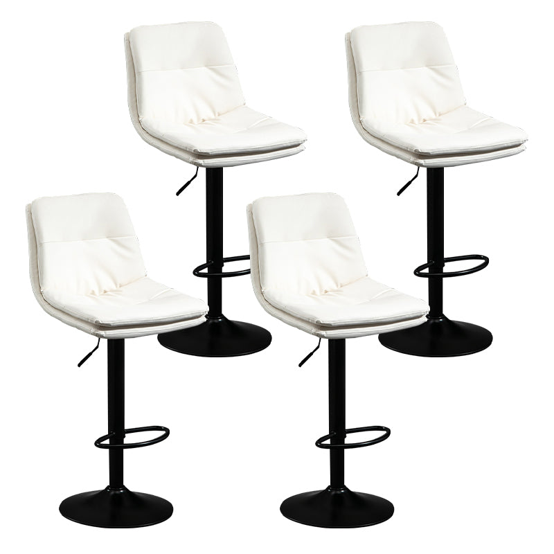Modern Leather Bar Stool Swivel Bucket Adjustable Height Full Back Counter Stool White 4 Piece Set Clearhalo 'Bar Furniture' 'Bar Stools' 'bar_stools' 'furn' 'furn_bar_stools' 'furniture_bar_stools' 'Kitchen & Dining Furniture' 'kitchen&dining_furn' 'kitchen' 'kitchen_furn' Furniture' 4275891