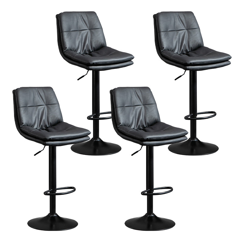 Modern Leather Bar Stool Swivel Bucket Adjustable Height Full Back Counter Stool Black 4 Piece Set Clearhalo 'Bar Furniture' 'Bar Stools' 'bar_stools' 'furn' 'furn_bar_stools' 'furniture_bar_stools' 'Kitchen & Dining Furniture' 'kitchen&dining_furn' 'kitchen' 'kitchen_furn' Furniture' 4275892