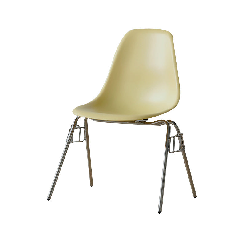 Modern Metal Dining Armless Chair Plastic Dining Side Chair for Restaurant Use Beige-Yellow 1 Piece Clearhalo ' kitchen&dining_furn' 'Dining Chairs' 'Dining Tables & Seating' 'dining_chair' 'Furniture' 'furniture_dining_chair' 'Kitchen & Dining Furniture' 'kitchen' 4275914