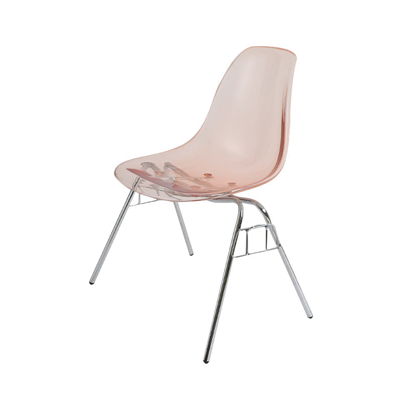 Modern Metal Dining Armless Chair Plastic Dining Side Chair for Restaurant Use Pink 1 Piece Clearhalo ' kitchen&dining_furn' 'Dining Chairs' 'Dining Tables & Seating' 'dining_chair' 'Furniture' 'furniture_dining_chair' 'Kitchen & Dining Furniture' 'kitchen' 4275922