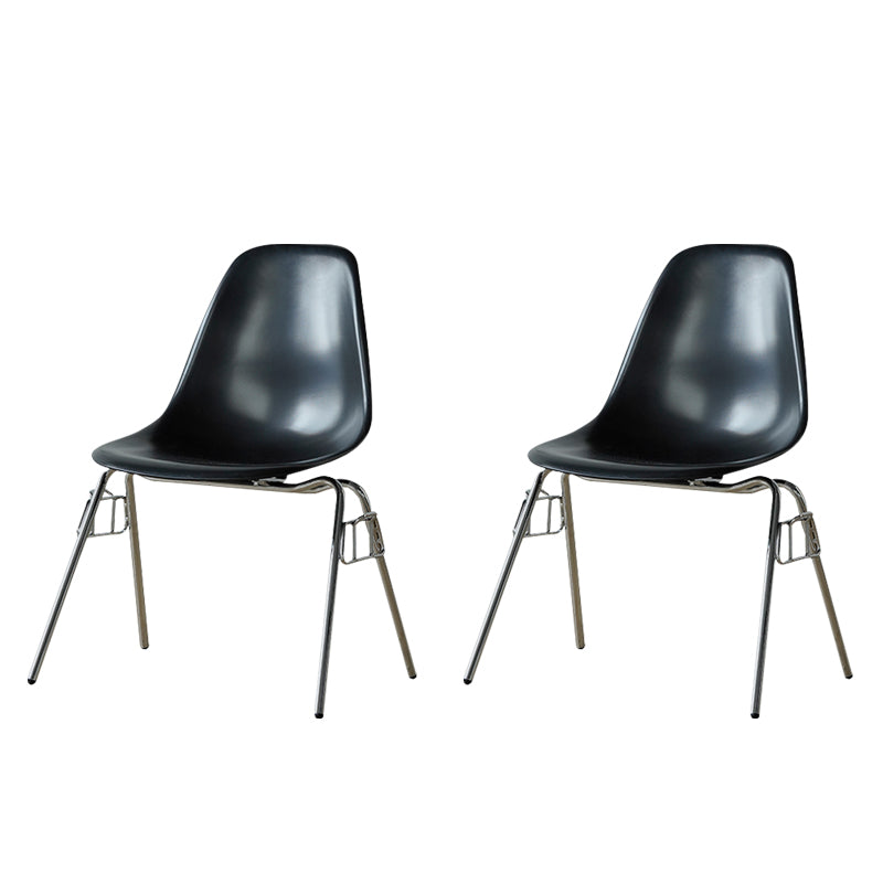 Modern Metal Dining Armless Chair Plastic Dining Side Chair for Restaurant Use Black Set of 2 Clearhalo ' kitchen&dining_furn' 'Dining Chairs' 'Dining Tables & Seating' 'dining_chair' 'Furniture' 'furniture_dining_chair' 'Kitchen & Dining Furniture' 'kitchen' 4275923