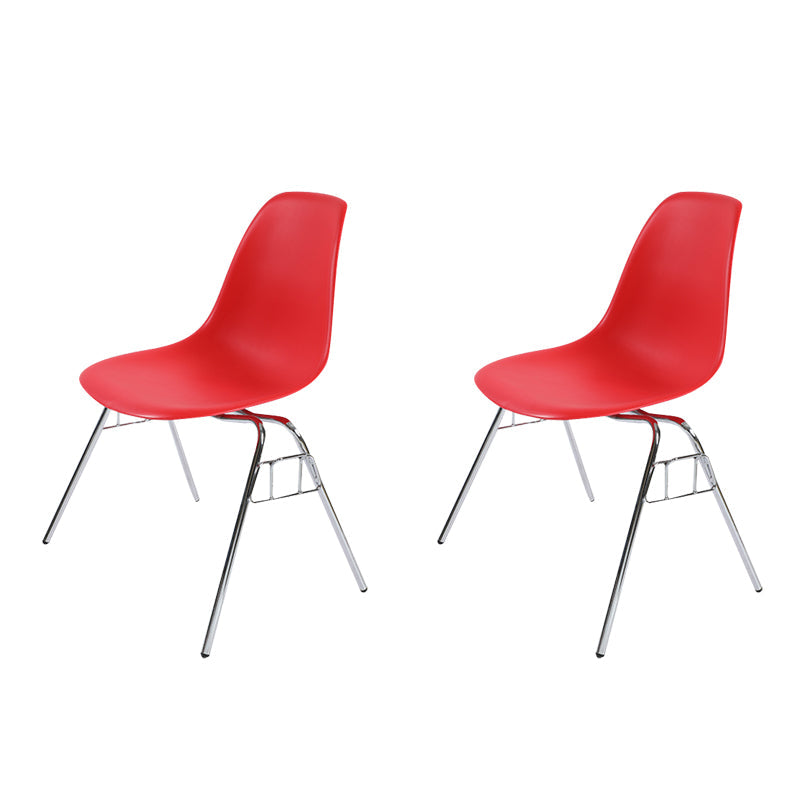 Modern Metal Dining Armless Chair Plastic Dining Side Chair for Restaurant Use Red Set of 2 Clearhalo ' kitchen&dining_furn' 'Dining Chairs' 'Dining Tables & Seating' 'dining_chair' 'Furniture' 'furniture_dining_chair' 'Kitchen & Dining Furniture' 'kitchen' 4275925